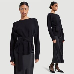 MODERN CITIZEN Nara Tie-Front Knit Sweater Black Size XL